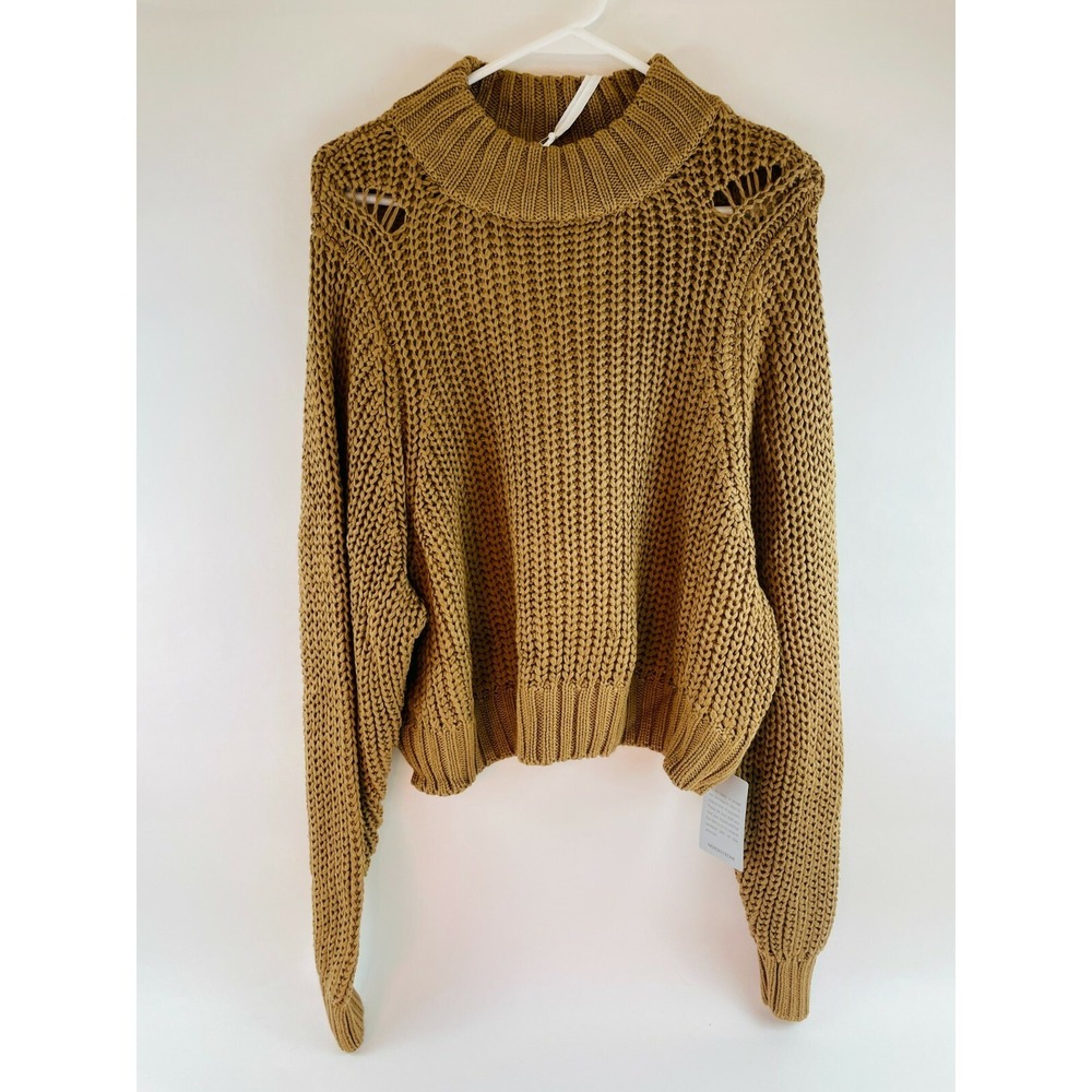 Maisie Sweater Women's Size M Tan Pullover Mock Neck Knitted Long Sleeve NWT